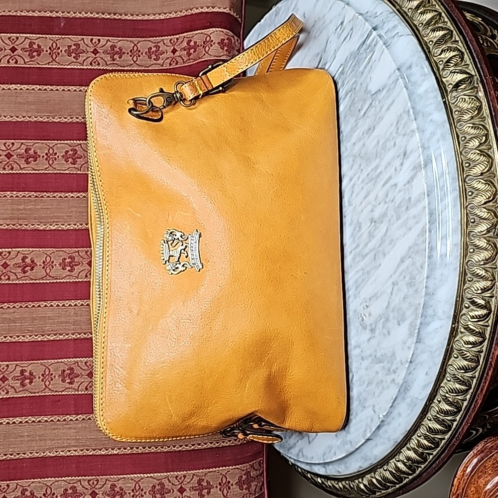 Pratesi Firenze Yellow Handbag/Purse Made In Italy